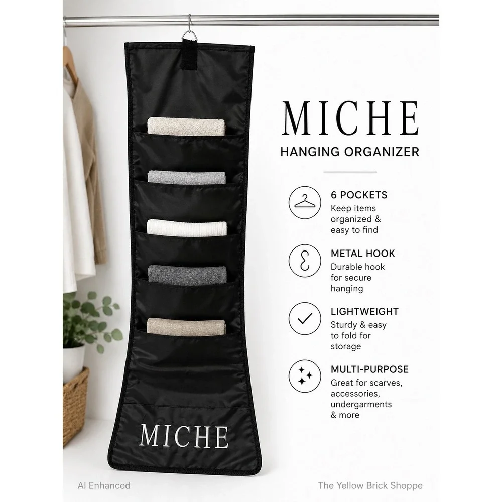 Miche Hanging Closet Organizer 13 Pocket Accessory Storage Black